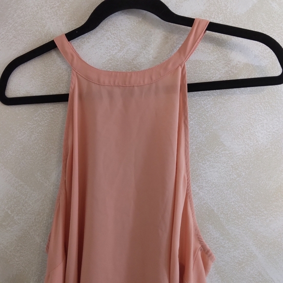 1X Keyhole back Tank Top Lace Trim Peach Salmon - Picture 2 of 6